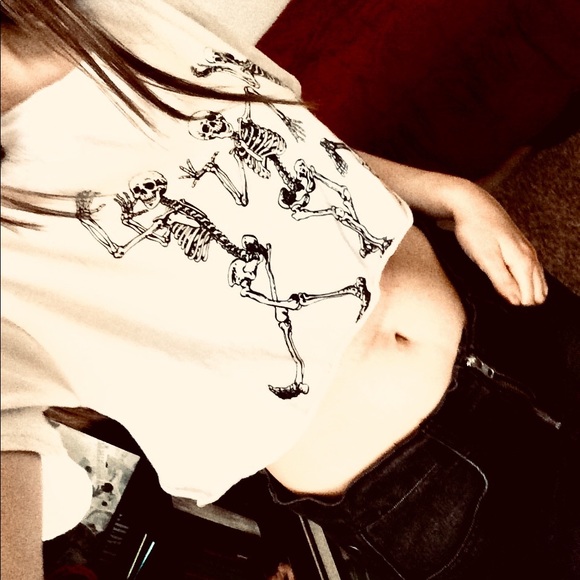 Tops - Dancing Skeletons Crop Top
